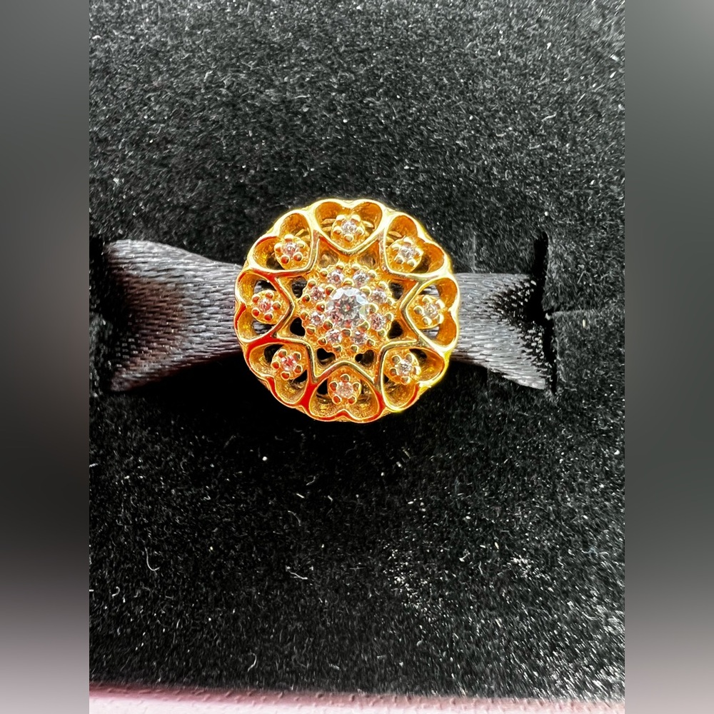 PANDORA Authentic Hearts Of Gold 14K Gold CZ Charm 750841 Retired NIB - Picture 3 of 5